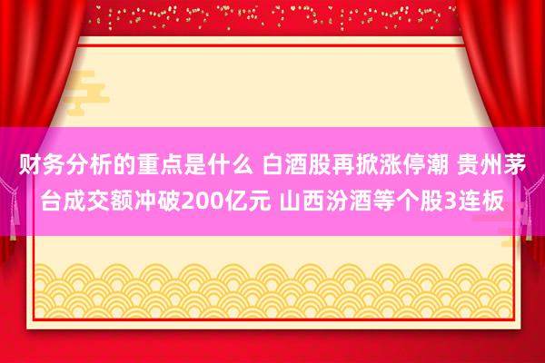 财务分析的重点是什么 白酒股再掀涨停潮 贵州茅台成交额冲破200亿元 山西汾酒等个股3连板