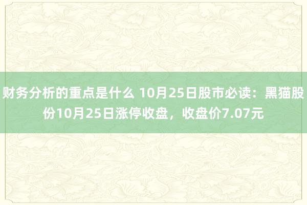 财务分析的重点是什么 10月25日股市必读：黑猫股份10月25日涨停收盘，收盘价7.07元