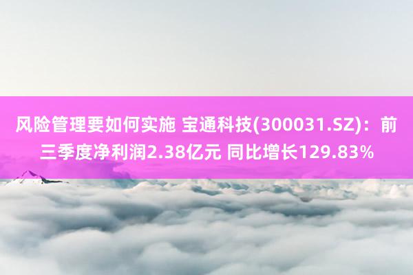 风险管理要如何实施 宝通科技(300031.SZ)：前三季度净利润2.38亿元 同比增长129.83%