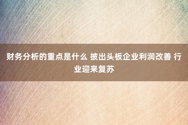 财务分析的重点是什么 披出头板企业利润改善 行业迎来复苏