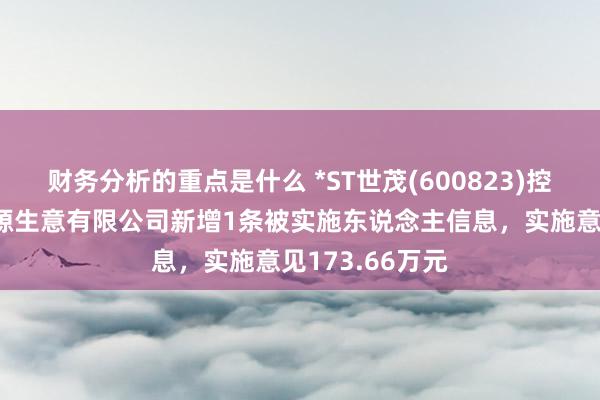 财务分析的重点是什么 *ST世茂(600823)控股的牡丹江茂源生意有限公司新增1条被实施东说念主信息，实施意见173.66万元