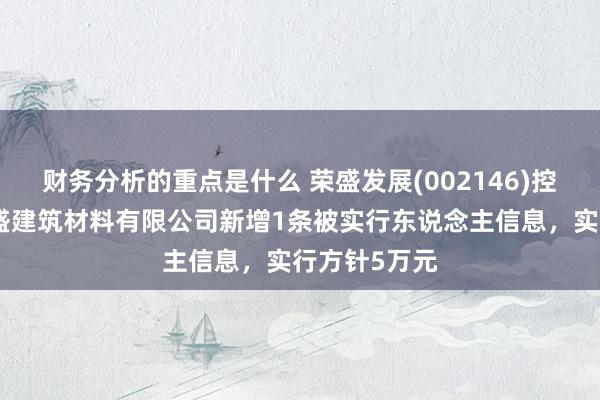 财务分析的重点是什么 荣盛发展(002146)控股的河北荣盛建筑材料有限公司新增1条被实行东说念主信息，实行方针5万元