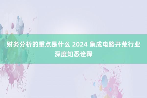 财务分析的重点是什么 2024 集成电路开荒行业深度知悉诠释