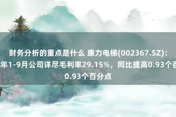 财务分析的重点是什么 康力电梯(002367.SZ)：2024年1-9月公司详尽毛利率29.15%，同比提高0.93个百分点