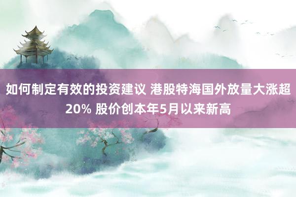 如何制定有效的投资建议 港股特海国外放量大涨超20% 股价创本年5月以来新高