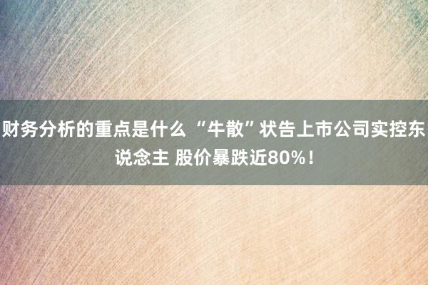 财务分析的重点是什么 “牛散”状告上市公司实控东说念主 股价暴跌近80%！