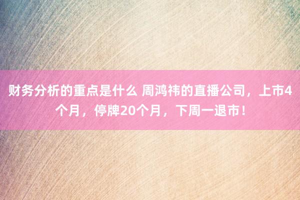 财务分析的重点是什么 周鸿祎的直播公司，上市4个月，停牌20个月，下周一退市！