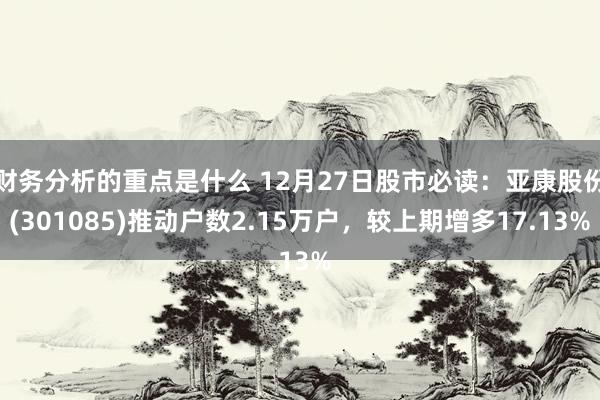 财务分析的重点是什么 12月27日股市必读：亚康股份(301085)推动户数2.15万户，较上期增多17.13%