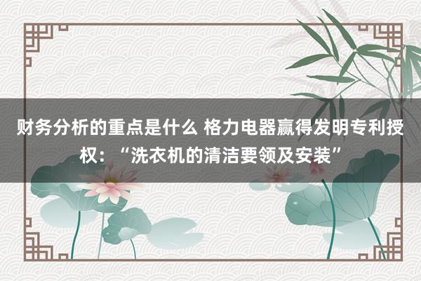 财务分析的重点是什么 格力电器赢得发明专利授权：“洗衣机的清洁要领及安装”