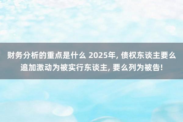 财务分析的重点是什么 2025年, 债权东谈主要么追加激动为被实行东谈主, 要么列为被告!