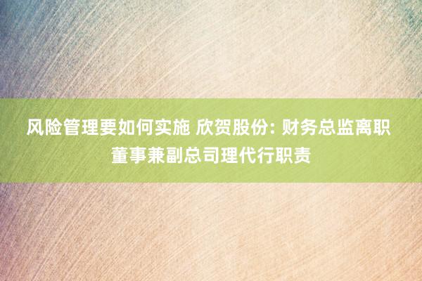 风险管理要如何实施 欣贺股份: 财务总监离职 董事兼副总司理代行职责