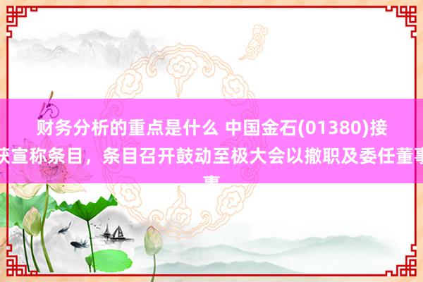 财务分析的重点是什么 中国金石(01380)接获宣称条目，条目召开鼓动至极大会以撤职及委任董事