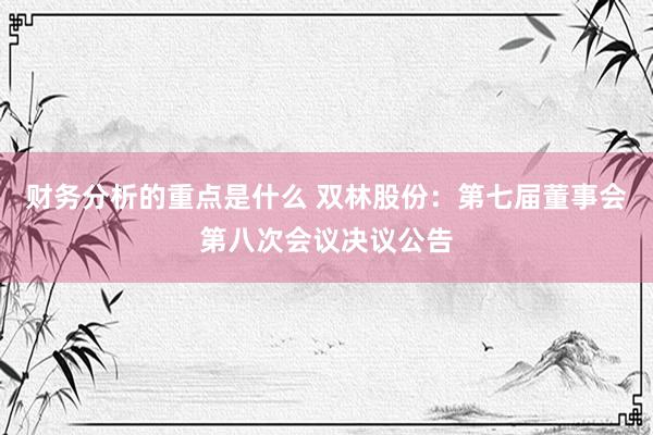 财务分析的重点是什么 双林股份：第七届董事会第八次会议决议公告