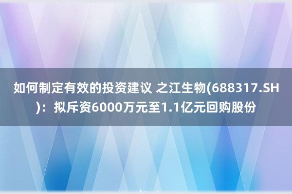 如何制定有效的投资建议 之江生物(688317.SH)：拟斥资6000万元至1.1亿元回购股份