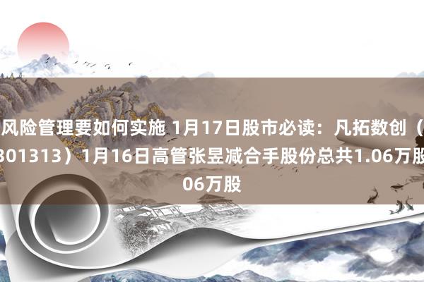 风险管理要如何实施 1月17日股市必读：凡拓数创（301313）1月16日高管张昱减合手股份总共1.06万股