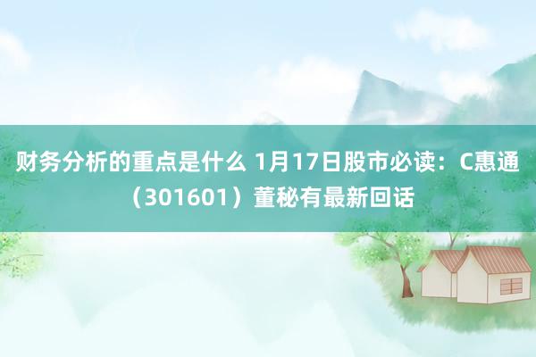 财务分析的重点是什么 1月17日股市必读：C惠通（301601）董秘有最新回话