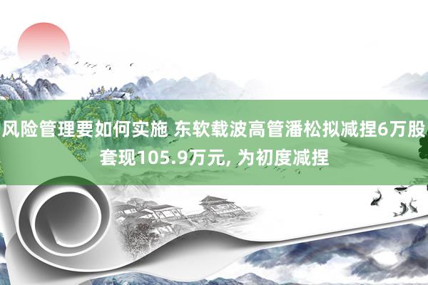 风险管理要如何实施 东软载波高管潘松拟减捏6万股套现105.9万元, 为初度减捏