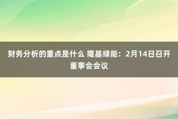 财务分析的重点是什么 隆基绿能：2月14日召开董事会会议