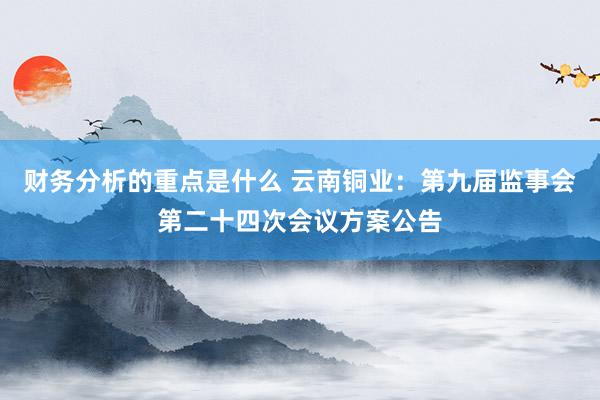 财务分析的重点是什么 云南铜业：第九届监事会第二十四次会议方案公告