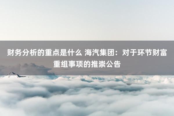 财务分析的重点是什么 海汽集团：对于环节财富重组事项的推崇公告