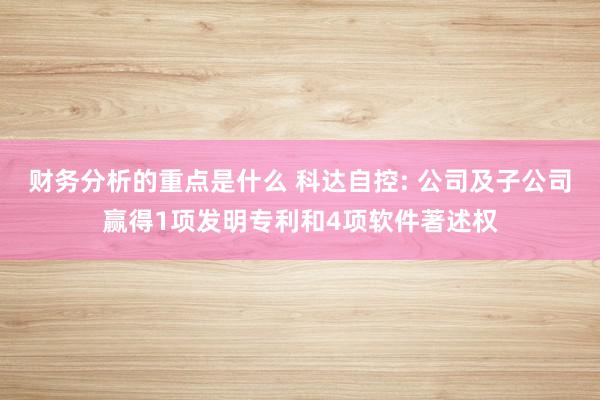 财务分析的重点是什么 科达自控: 公司及子公司赢得1项发明专利和4项软件著述权