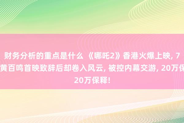 财务分析的重点是什么 《哪吒2》香港火爆上映, 79岁黄百鸣首映致辞后却卷入风云, 被控内幕交游, 20万保释!