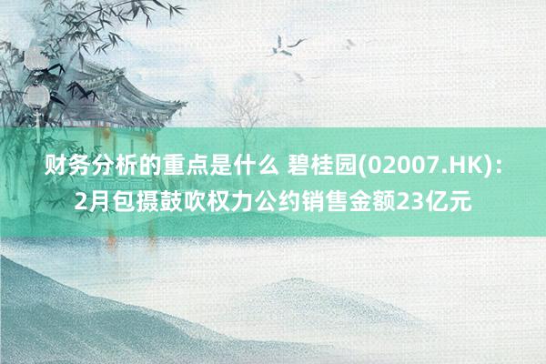 财务分析的重点是什么 碧桂园(02007.HK)：2月包摄鼓吹权力公约销售金额23亿元