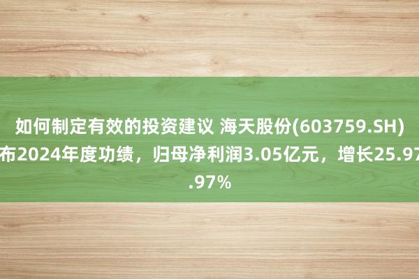 如何制定有效的投资建议 海天股份(603759.SH)发布2024年度功绩，归母净利润3.05亿元，增长25.97%