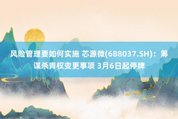 风险管理要如何实施 芯源微(688037.SH)：筹谋杀青权变更事项 3月6日起停牌