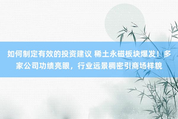 如何制定有效的投资建议 稀土永磁板块爆发！多家公司功绩亮眼，行业远景稠密引商场样貌