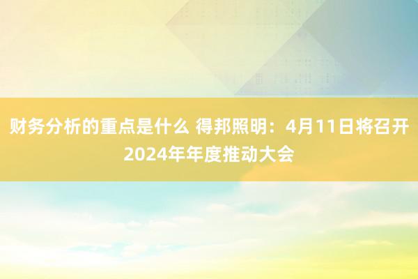 财务分析的重点是什么 得邦照明：4月11日将召开2024年年度推动大会