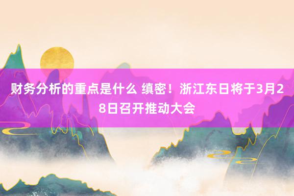 财务分析的重点是什么 缜密！浙江东日将于3月28日召开推动大会