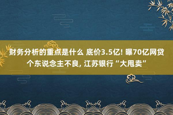 财务分析的重点是什么 底价3.5亿! 曝70亿网贷个东说念主不良, 江苏银行“大甩卖”