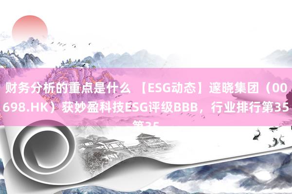 财务分析的重点是什么 【ESG动态】邃晓集团（00698.HK）获妙盈科技ESG评级BBB，行业排行第35