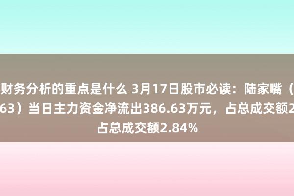 财务分析的重点是什么 3月17日股市必读：陆家嘴（600663）当日主力资金净流出386.63万元，占总成交额2.84%