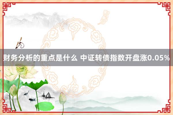 财务分析的重点是什么 中证转债指数开盘涨0.05%